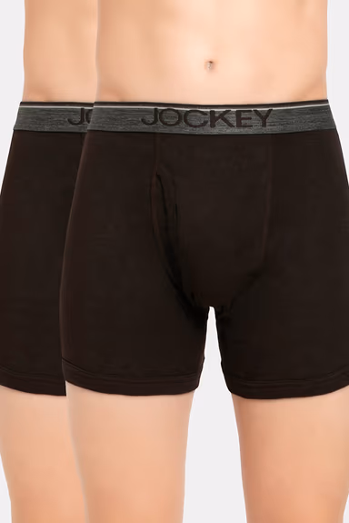 Men's Super Combed Cotton Rib Solid Boxer Brief with Ultrasoft Waistband - Brown — view 7 of 7