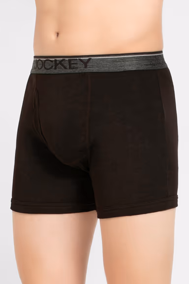Men's Super Combed Cotton Rib Solid Boxer Brief with Ultrasoft Waistband - Brown — view 2 of 7