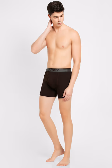 Men's Super Combed Cotton Rib Solid Boxer Brief with Ultrasoft Waistband - Brown — view 3 of 7