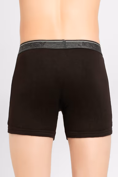 Men's Super Combed Cotton Rib Solid Boxer Brief with Ultrasoft Waistband - Brown — view 6 of 7
