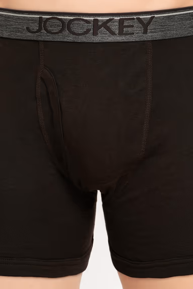 Men's Super Combed Cotton Rib Solid Boxer Brief with Ultrasoft Waistband - Brown — view 5 of 7