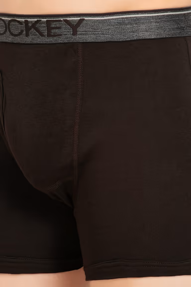 Men's Super Combed Cotton Rib Solid Boxer Brief with Ultrasoft Waistband - Brown — view 4 of 7