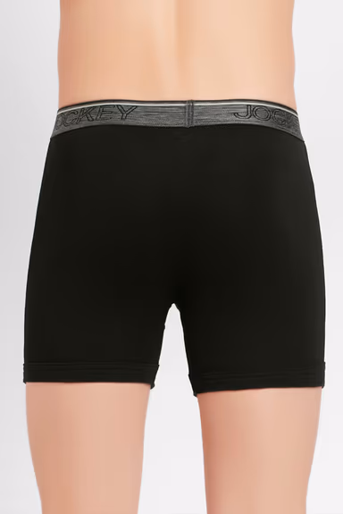 Men's Super Combed Cotton Rib Solid Boxer Brief with Ultra soft Waistband - Black — view 6 of 6
