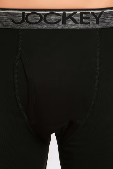 Men's Super Combed Cotton Rib Solid Boxer Brief with Ultra soft Waistband - Black — view 5 of 6