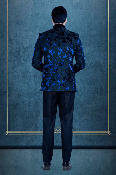 Blue And Black Jodhpuri Using Jaquard Embossed — view 5 of 6