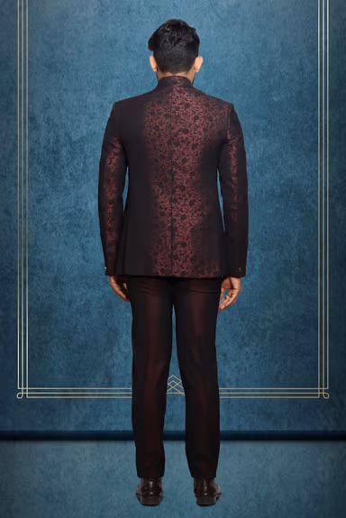 Brown and Black Exquisite Minimalist Jaquard Printed Classic Jodhpuri — view 5 of 5