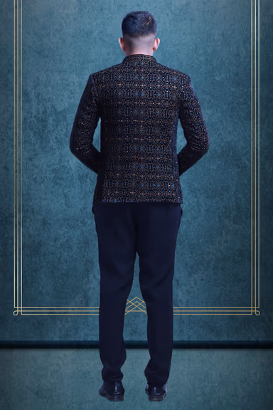 Black Elegant Jodhpuri With Contrast Threadwork Embroidery Details — view 5 of 5