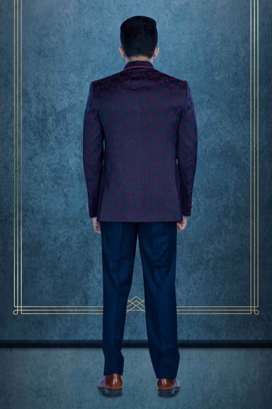 Purple -Blue Combo Jodhpuri Suit In Na Using Imported Synthetic Fabric — view 5 of 6
