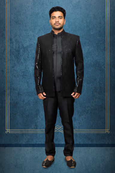 Stunning Black Sequin Blazer Boasting A Modern Shimmer Finish And Sharp Tailoring Perfect For High Profile… — view 1 of 2
