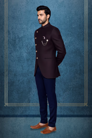 Wine jodhpuri in asymmetrical — view 2 of 2