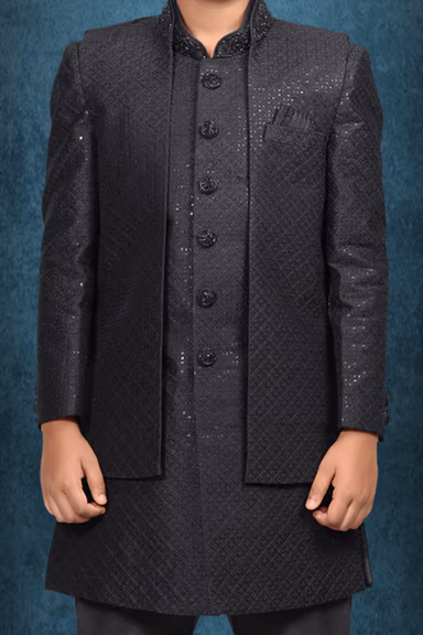 Black sherwani — view 3 of 5