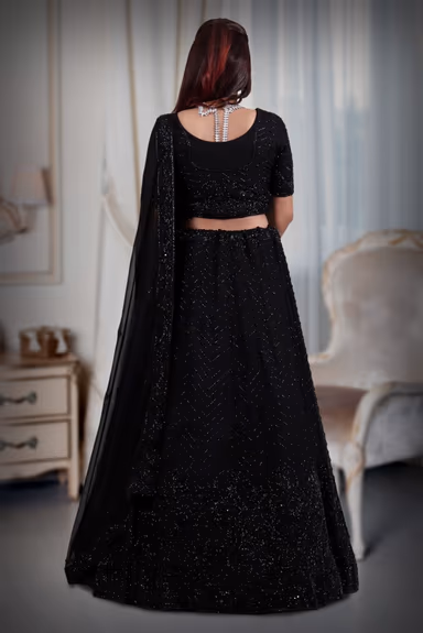 Black cutbead work lehenga — view 5 of 5