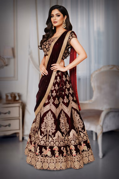 Black lehenga with gold embroidered work — view 3 of 3