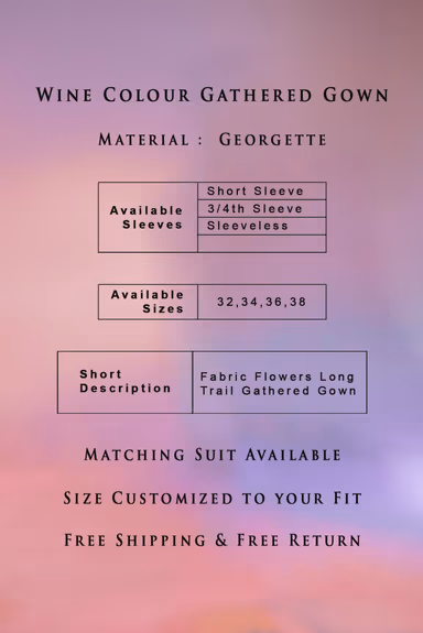 Wine colour gathered gown — view 3 of 6
