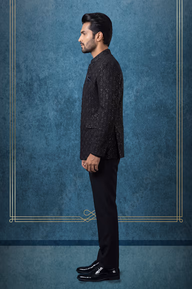 Black Noir Nawabi Jodhpuri With Regal Motif — view 3 of 3