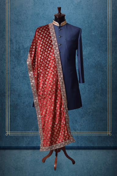 Red Heavy Threadworked Grooms Shawl — view 1 of 2