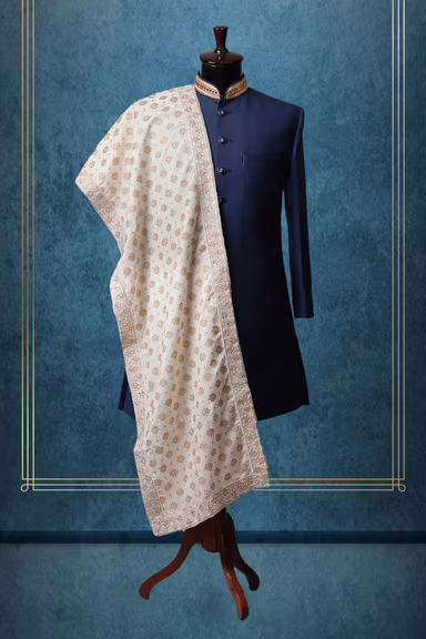 White Heavy Threadworked Grooms Shawl — view 1 of 2
