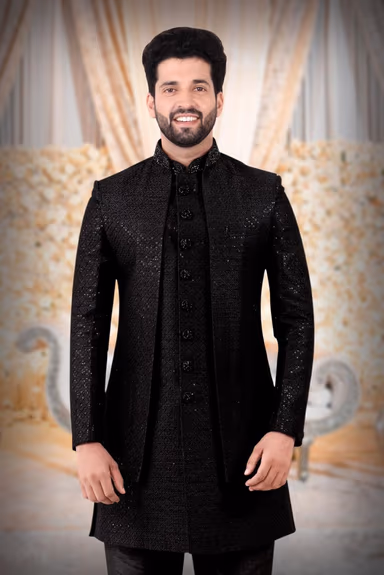 Black sherwani — view 6 of 6