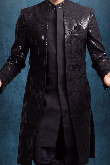 Black Charming Jacket Sherwani — view 4 of 6