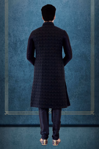Navy Blue Jacket Sherwani — view 5 of 6