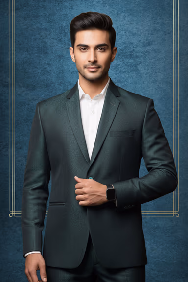 2 Pc Dark Blue Terry Rayon Suit in 2 Pc Suit — view 2 of 2