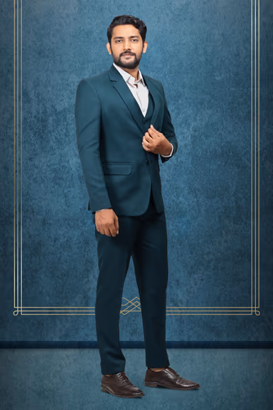 3 Piece Imported Fabric Dark Teal Green Suit — view 4 of 6