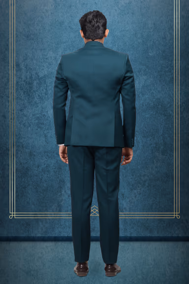 3 Piece Imported Fabric Dark Teal Green Suit — view 6 of 6