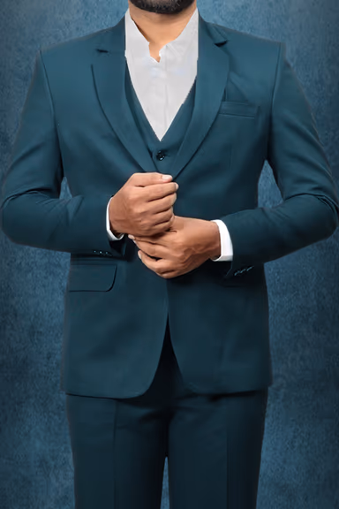 3 Piece Imported Fabric Dark Teal Green Suit — view 5 of 6