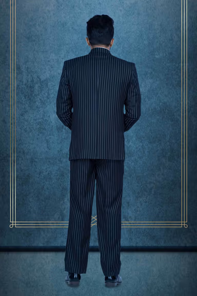 3Pcs Terry Rayon In Black And White Classic Strip 3Pc Suit — view 5 of 7