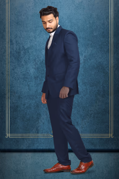 Men Navy Blue 3 pIece Formal Suit — view 2 of 3