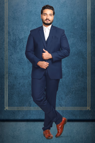 Men Navy Blue 3 pIece Formal Suit — view 1 of 3