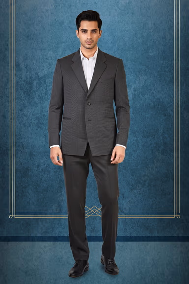 Classic Three-Piece Suit with Notch Lapel and Matching Waistcoat — view 1 of 2