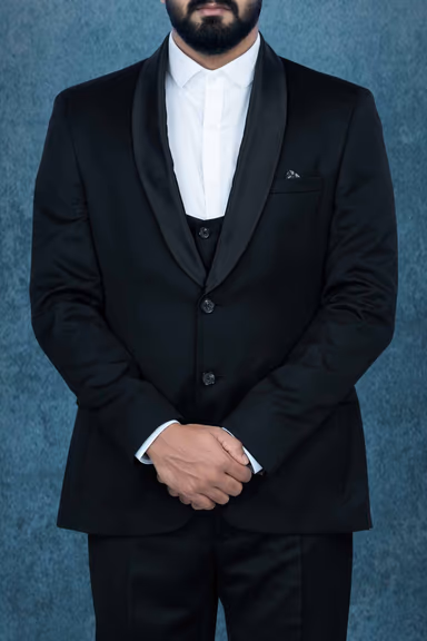3 Pcs Polyester Viscose In Jet Black 3Pc Tuxedo Suit — view 3 of 6
