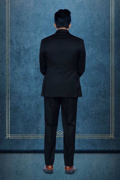 3 Pcs Polyester Viscose In Jet Black 3Pc Tuxedo Suit — view 4 of 6