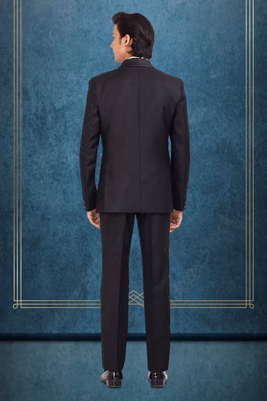 Black Asymmetric Embellished Lapel Tuxedo — view 4 of 4