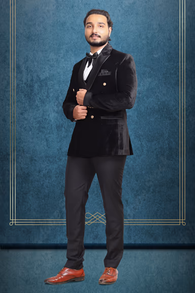 Midnight Noir Velvet Double-Breasted Tuxedo — view 2 of 3