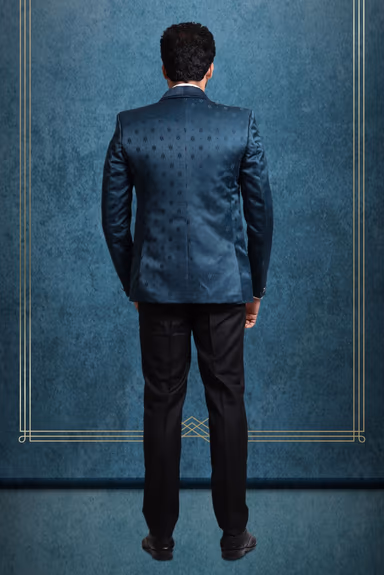 Navy Blue Silky Jacquard Ritzy Blazer — view 4 of 6