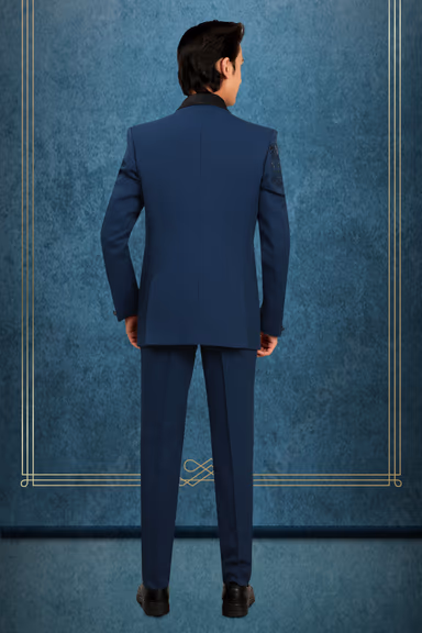 Royal Blue Embroidered Tuxedo Suit — view 3 of 3