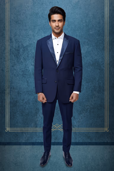 Modern Satin Peak Lapel Suit for Confident, Elegant, Professional Formal Meetings — view 1 of 2