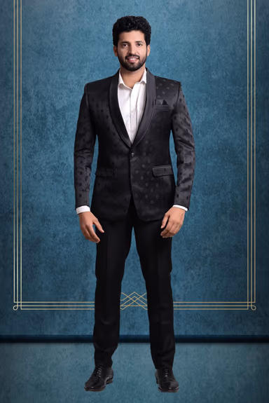 Black Silky Jacquard Fine Blazer — view 1 of 6