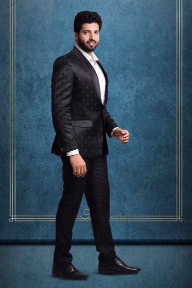 Black Silky Jacquard Fine Blazer — view 6 of 6