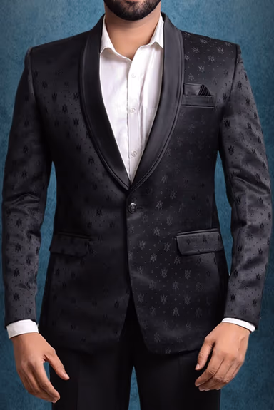 Black Silky Jacquard Fine Blazer — view 5 of 6