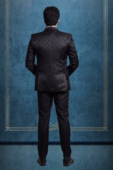 Black Silky Jacquard Fine Blazer — view 4 of 6