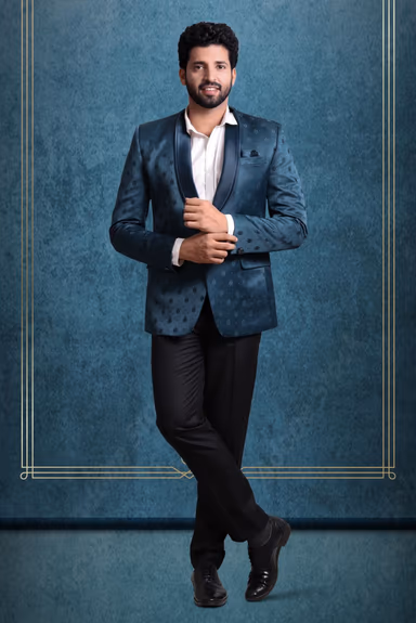 Teal Silky Jacquard Spectacular Blazer — view 1 of 6