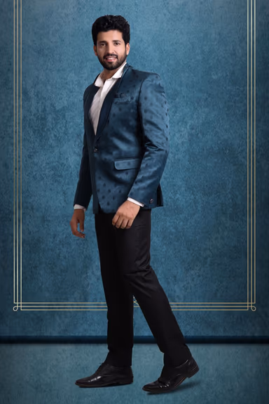 Teal Silky Jacquard Spectacular Blazer — view 6 of 6