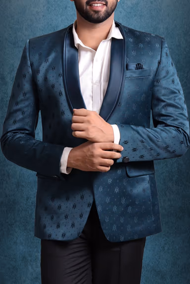 Teal Silky Jacquard Spectacular Blazer — view 3 of 6