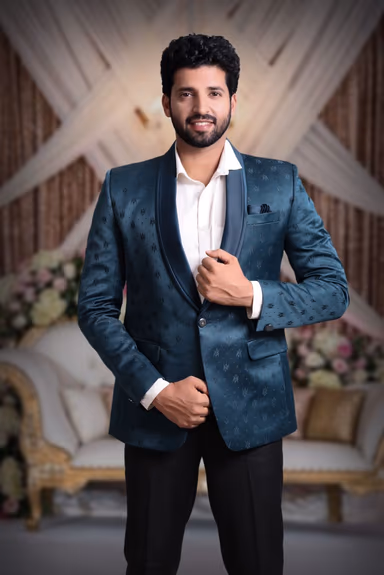 Teal Silky Jacquard Spectacular Blazer — view 2 of 6