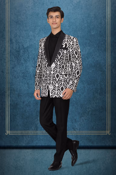 Black And White Embroidered Regal Blazer — view 2 of 6
