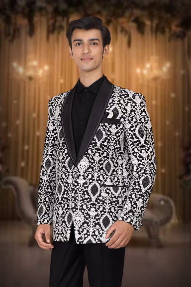 Black And White Embroidered Regal Blazer — view 6 of 6