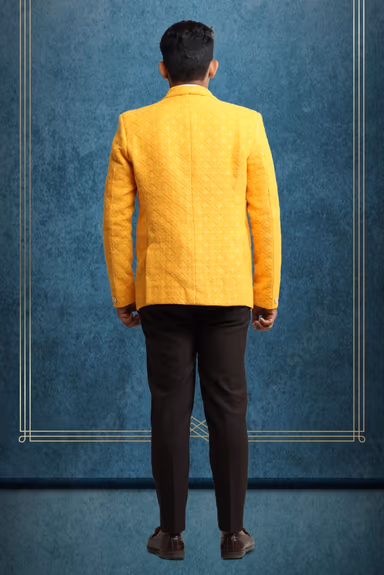 Yellow Lucknowi Fabric Blazer — view 5 of 5